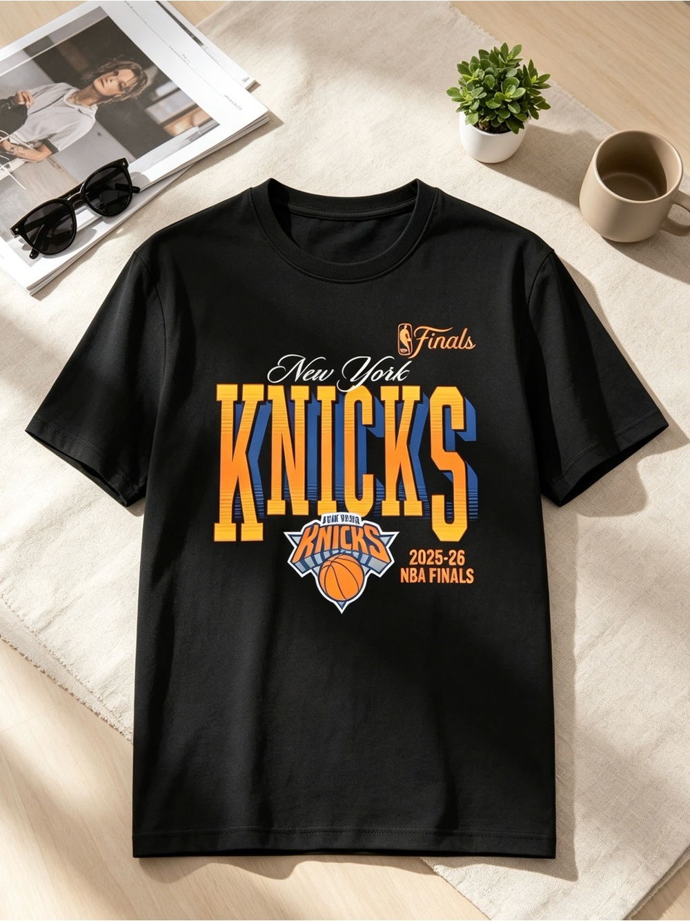 Knicks 2025-26 NBA Finals Black Graphic Tee New York